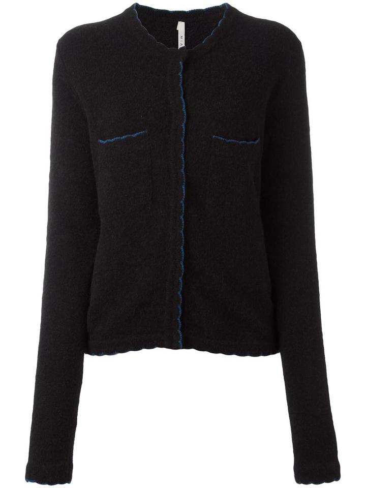 Miahatami Scalloped Trimmings Cardigan, Women's, Size: 44, Black, Polyamide/alpaca