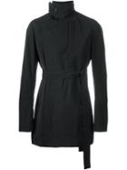 Rick Owens Funnel Neck Coat, Men's, Size: 50, Black, Polyester/silk/cotton/cupro