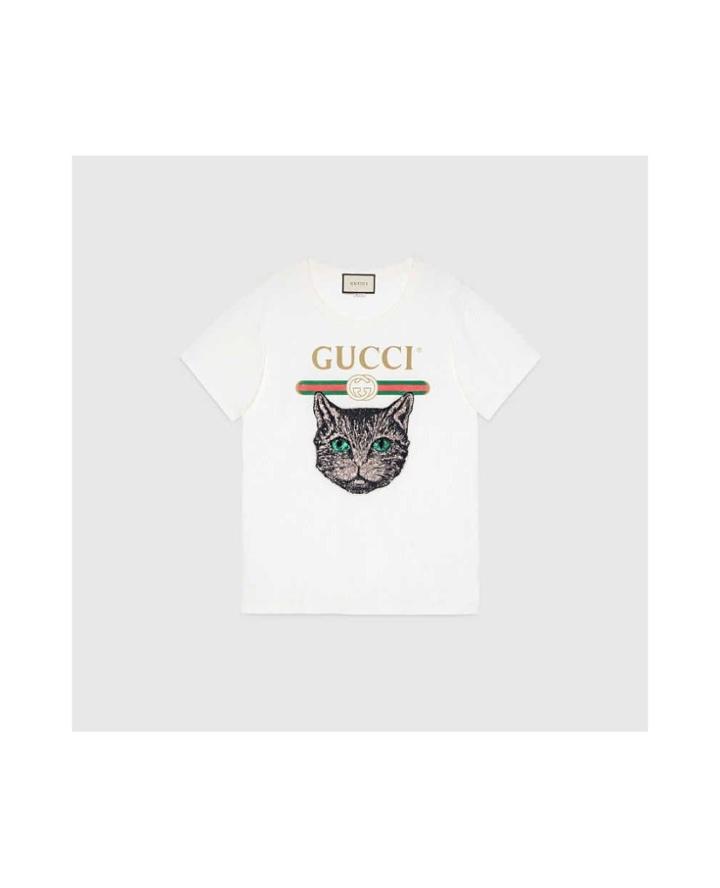 Fashion Concierge Vip Gucci - Logo T-shirt With Mystic Cat -