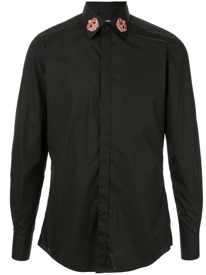 Dolce & Gabbana Embroidered Crown Shirt - Black