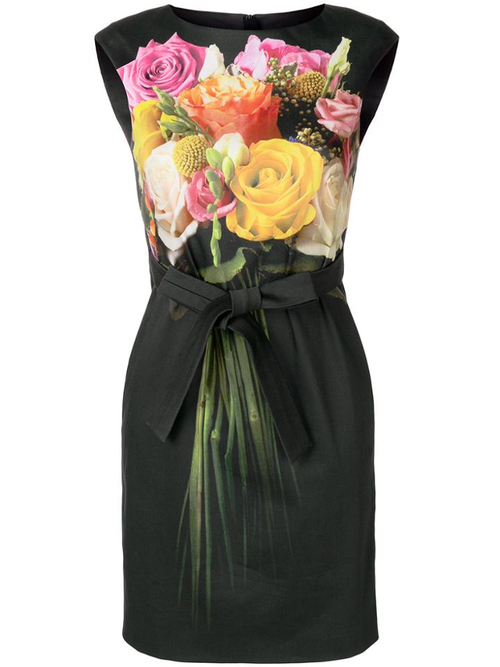 Moschino Tie Waist Floral Dress - Black