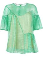 Stella Mccartney Circle Star Flounce Blouse, Women's, Size: 38, Green, Silk/polyester