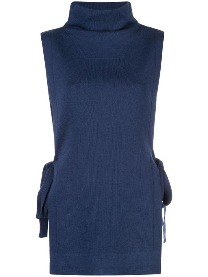 Fuzzi Roll Neck Knitted Top - Blue