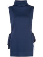 Fuzzi Roll Neck Knitted Top - Blue