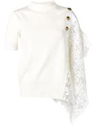 Sacai Knitted Lace Panel Jumper - White