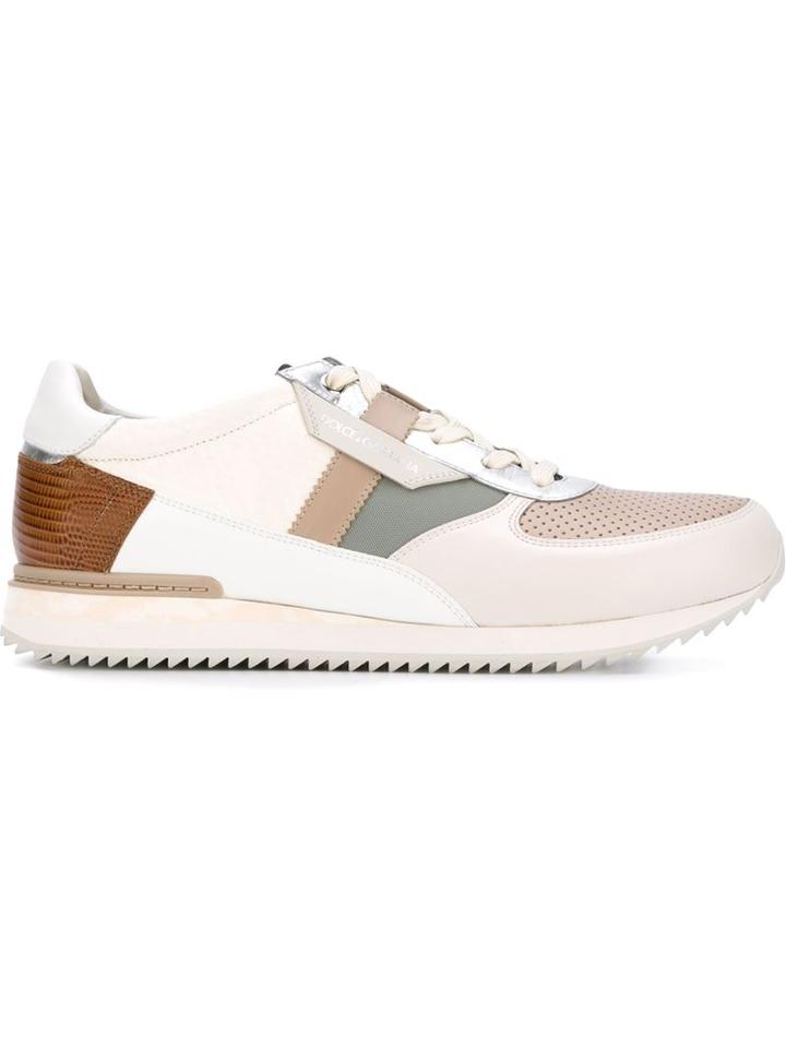 Dolce & Gabbana Panelled Sneakers, Men's, Size: 41, Nude/neutrals, Leather/nylon/rubber