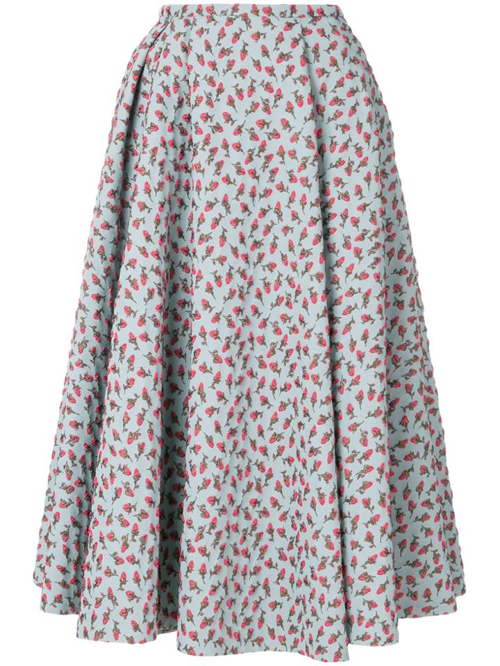 Rochas Jacquard Rose Patterned Skirt - Blue