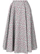 Rochas Jacquard Rose Patterned Skirt - Blue
