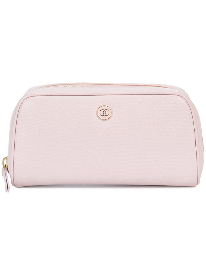 Chanel Vintage Coco Button Cosmetic Pouch - Pink & Purple