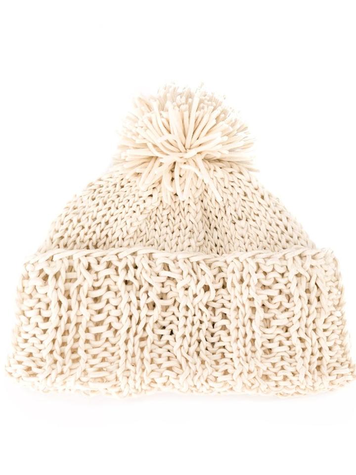 Ca4la Pom-pom Beanie, Women's, White, Wool