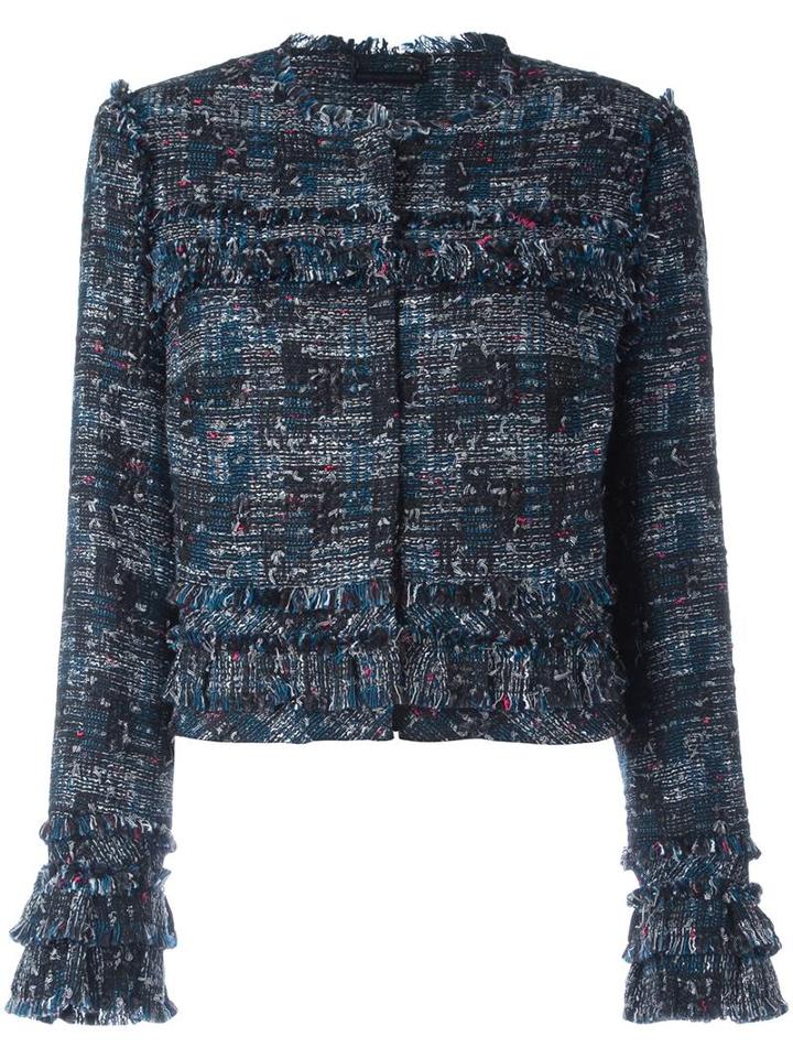 Diane Von Furstenberg Cropped Tweed Jacket, Women's, Size: 8, Black, Cotton/acrylic/polyester/polyimide