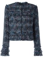 Diane Von Furstenberg Cropped Tweed Jacket, Women's, Size: 8, Black, Cotton/acrylic/polyester/polyimide