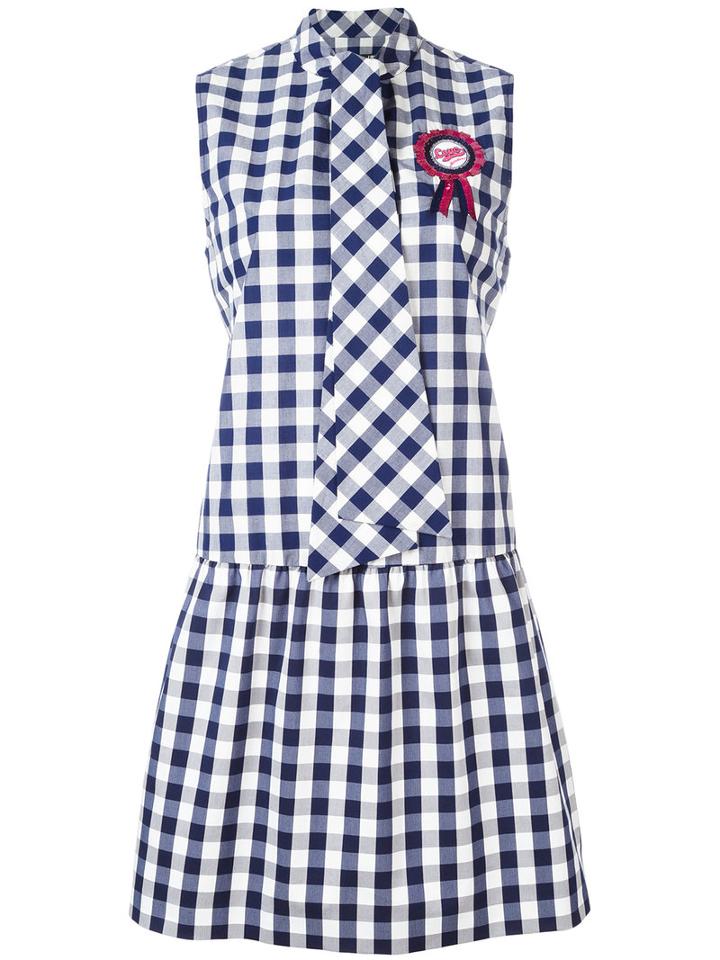 Love Moschino Checked Dress, Size: 44, Blue, Cotton