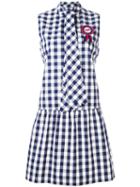 Love Moschino Checked Dress, Size: 44, Blue, Cotton