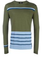Fendi Striped Jumper, Men's, Size: 52, Green, Viscose/cotton