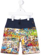 Junior Gaultier Graffiti Print Shorts, Boy's, Size: 8 Yrs, Blue