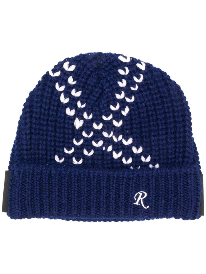 Raf Simons Contrast Stitch Beanie Hat - Blue