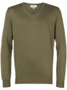 Canali V-neck Knitted Sweater - Green