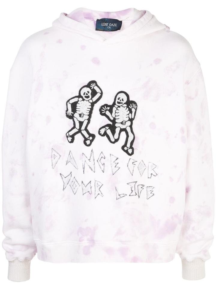 Lost Daze Dancing Skeleton Hoodie - White