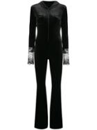 Faith Connexion Lace Panel Velvet Jumpsuit - Black