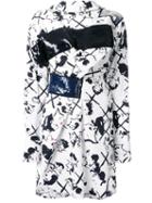 Msgm Face Print Sequin Shirt Dress, Women's, Size: 40, White, Cotton