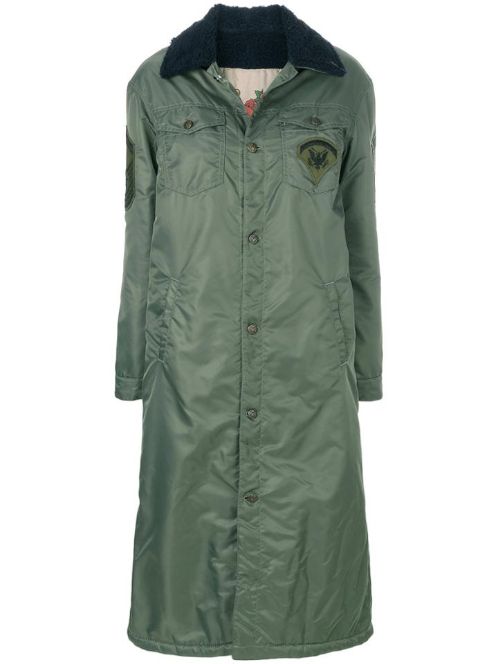 History Repeats Buttoned Long Jacket - Green