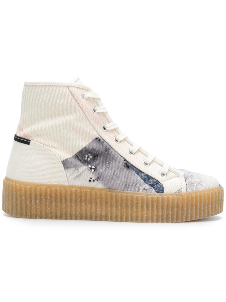 Mm6 Maison Margiela Patch-work Hi-top Sneakers - Nude & Neutrals