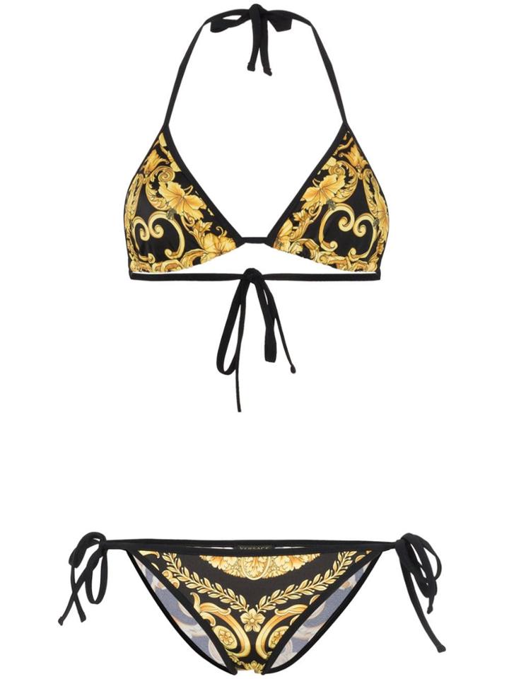Versace Baroque Print Triangle Bikini - Black