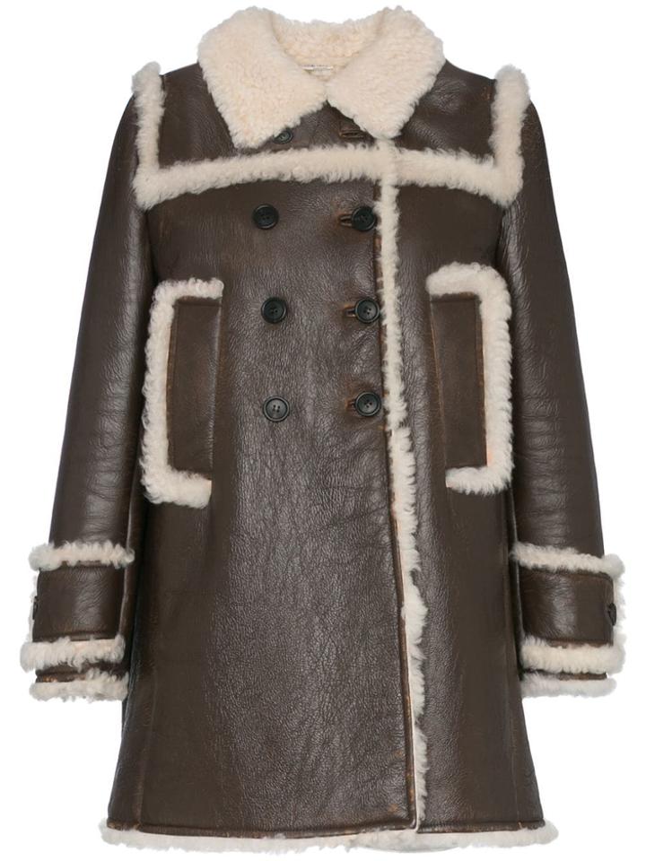 Miu Miu Shearling Trimmed Leather Coat - Unavailable