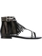 Saint Laurent Nu Pieds Flat Sandals, Women's, Size: 36.5, Black, Leather/metal Other