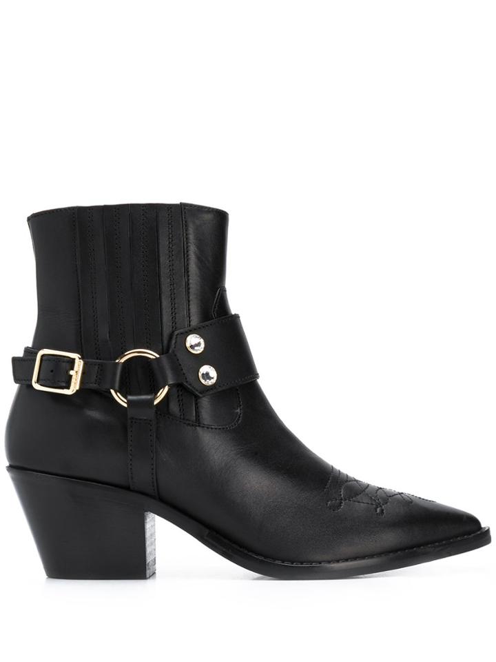 Twin-set Buckle Detail Boots - Black