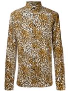 Saint Laurent Leopard Print Shirt, Men's, Size: 42, Black, Viscose