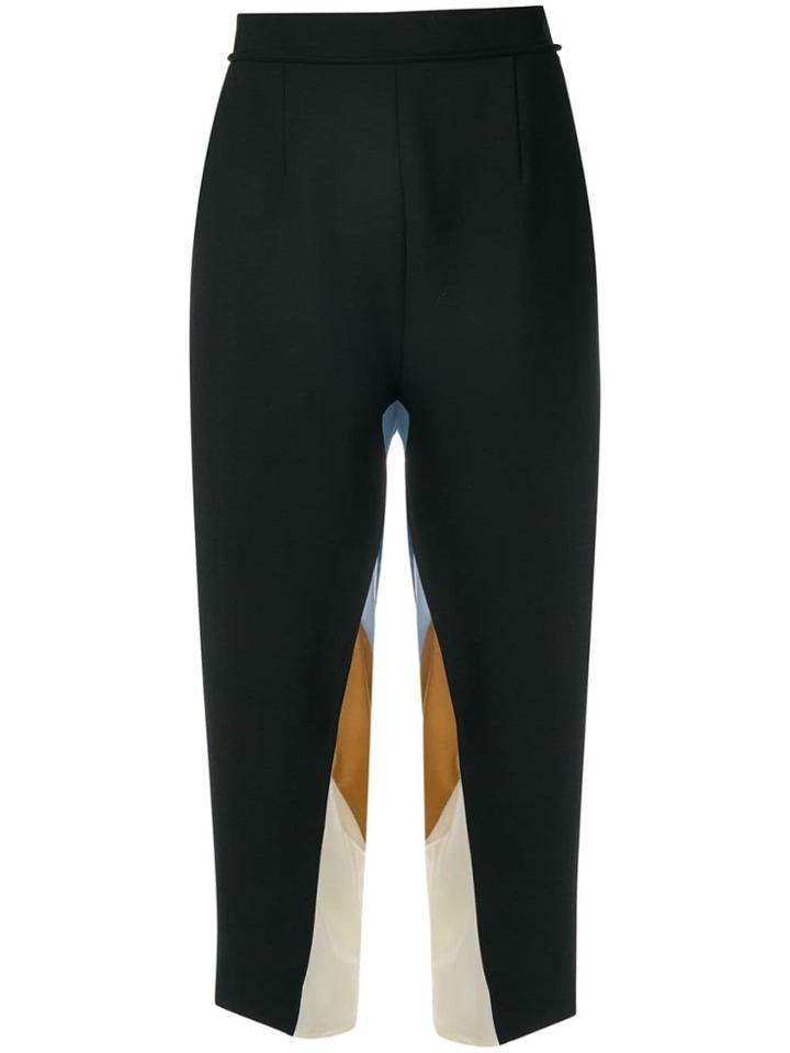 Maison Flaneur High Waisted Colour Block Trousers - Black