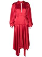 Self-portrait Bishop Sleeve Midi Dress - Red