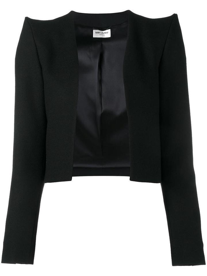 Saint Laurent Pointed Shoulder Jacket, Women's, Size: 34, Black, Silk/wool