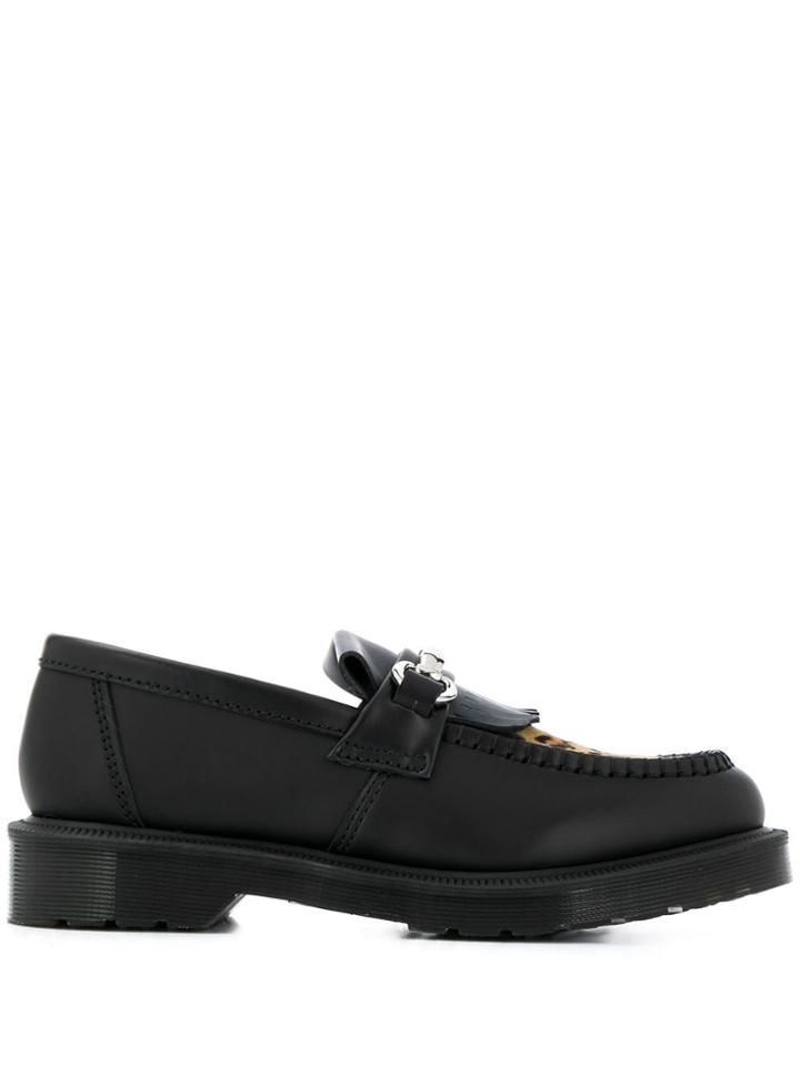 Dr. Martens Leopard Panel Fringed Loafers - Black
