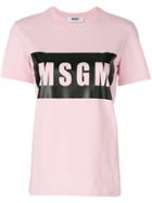 Msgm Logo Panel T-shirt - Pink & Purple