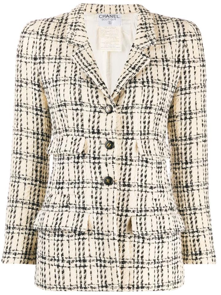 Chanel Vintage 1990's Checked Tweed Jacket - Neutrals