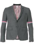 Thom Browne Striped Elastic Seam Wool Sport Coat - Grey