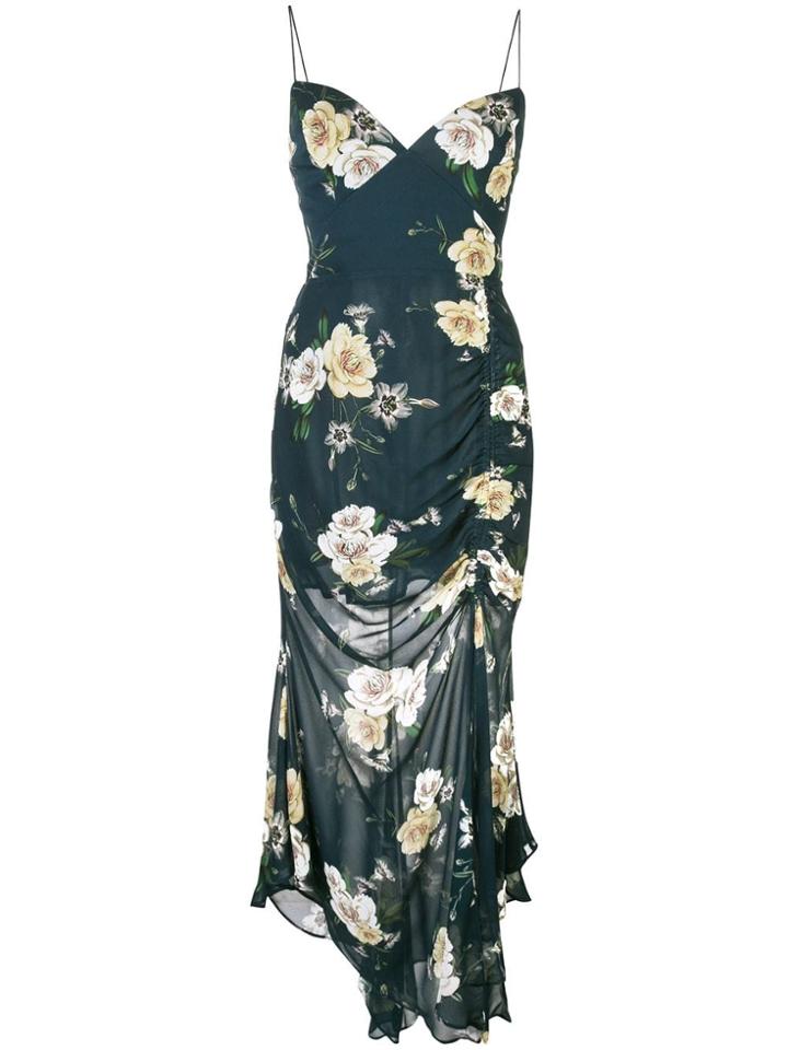 Nicholas Floral Print Ruched Dress - Black