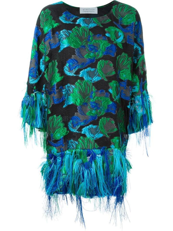 Gianluca Capannolo Floral Print Fringed Dress