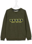 Kenzo Kids Logo Embroidered Sweatshirt - Green