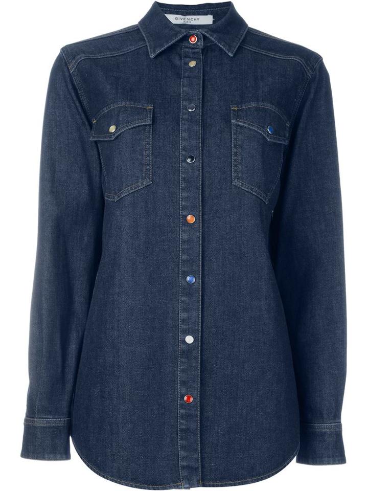 Givenchy Western Denim Shirt, Women's, Size: 38, Blue, Cotton/spandex/elastane