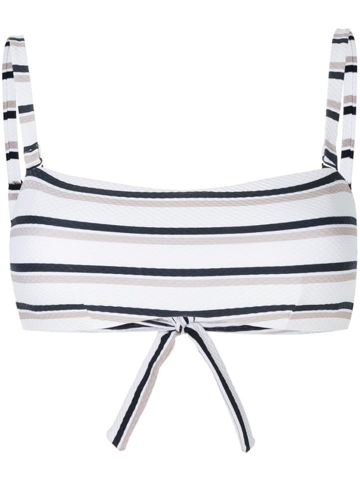 Asceno Striped Bikini Top - White