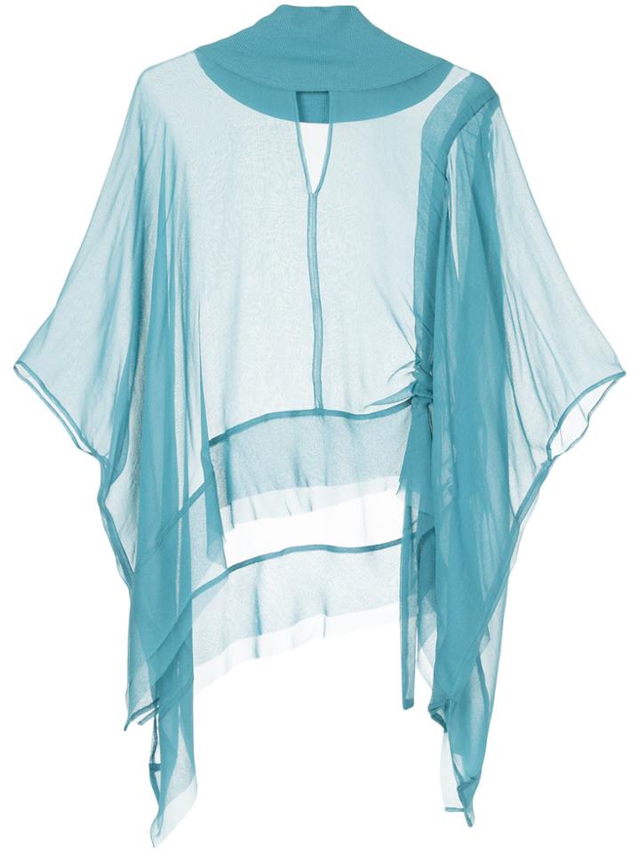 Taylor Flared Sheer Blouse - Blue