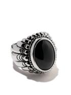 The Great Frog Large Feather Set Stone Ring - Silver