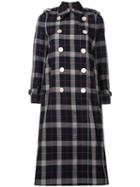 Gucci Checked Double Breasted Coat - Blue