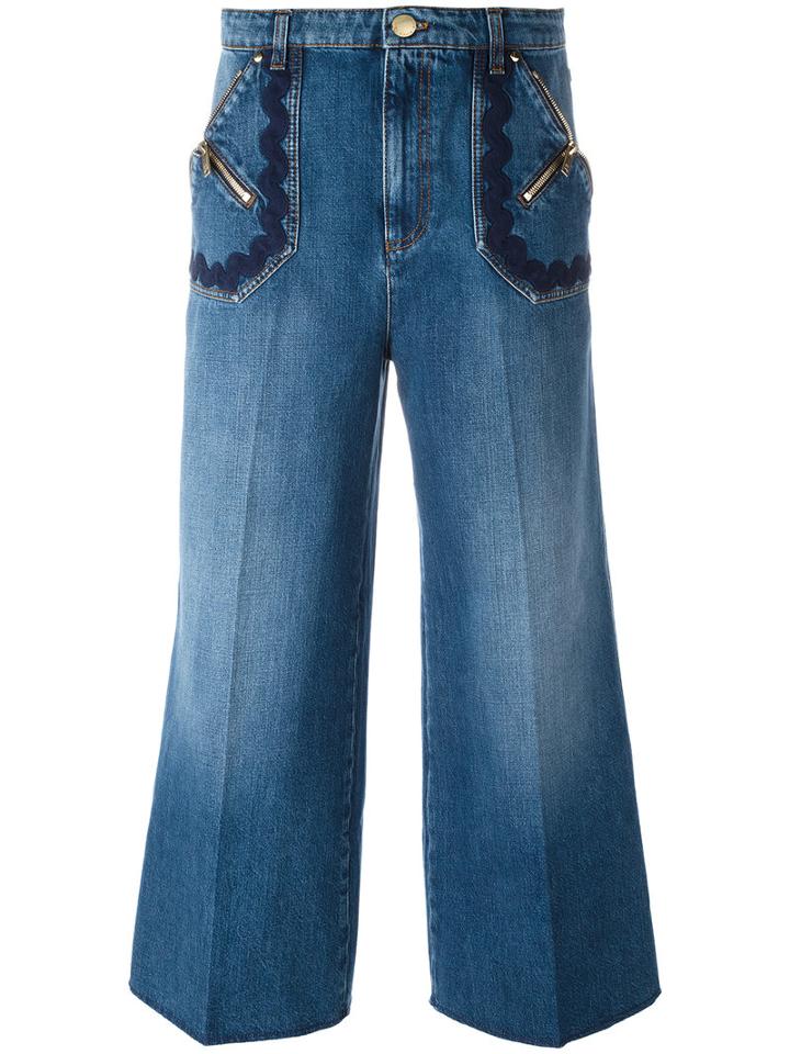 Sonia Rykiel Wide-legged Cropped Jeans, Women's, Size: 40, Blue, Cotton/lyocell
