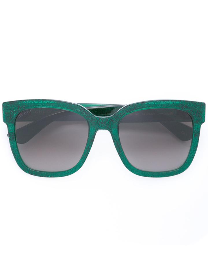 Gucci Eyewear Square Frame Glitter Sunglasses - Green