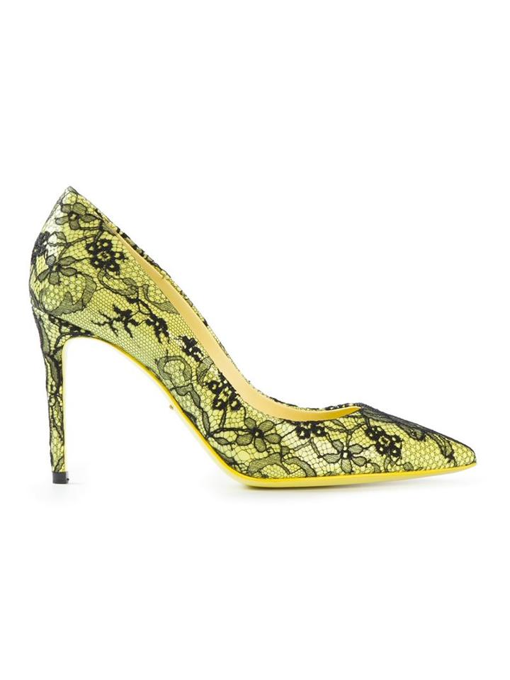 Dolce & Gabbana Kate Pumps, Women's, Size: 39.5, Yellow/orange, Calf Leather/nylon/viscose/leather
